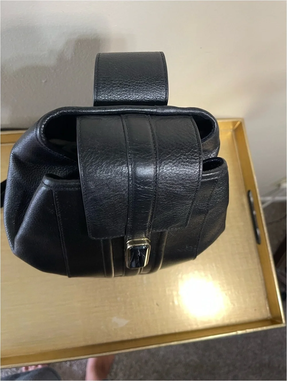 Brahmin Black Pebbled Leather Shoulder Bag Purse Silver Hardware Zip Top